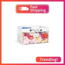 Bfttlity Dog Toy Basket Large Metal Toy Box Storage for Dogs Toys, White