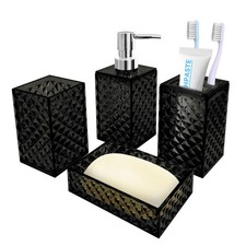 Bathroom Accessory Set, 4 PCS Black Bathroom Accessories Set, Soap Dispenser ...