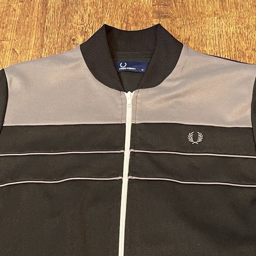 Fred Perry Mens Full-Zip Track Top Tracksuit Jacket Size M Black And Grey - Bild 3 von 9