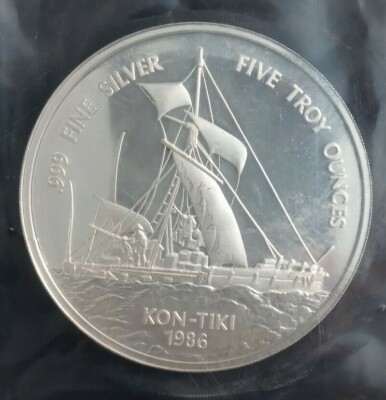 1986 Samoa 5 oz Silver 25 Tala Kon-Tiki Proof | eBay