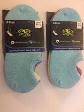 4 Pair Athletic Works Ultralite Ladies  Sport Cut Liner Socks Set of 2 Size 4-10