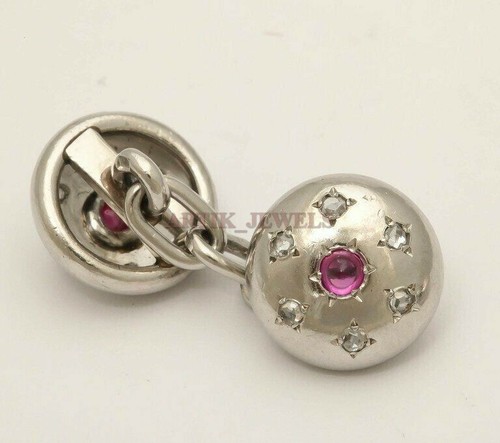 Heated Ruby Gemstone with 925 Sterling Silver Cufflink #2547 - Picture 3 of 5