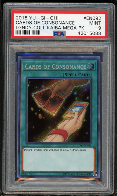 2018 YU GI Oh LCKC EN092 Cards Of Consonance PSA 9 MINT Secret Rare 