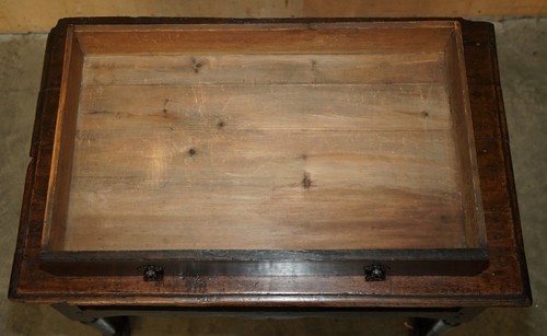 17TH CENTURY ANTIQUE CHARLES II FLEMISH OAK SIDE TABLE WITH SINGLE DRAWER - Picture 18 of 24