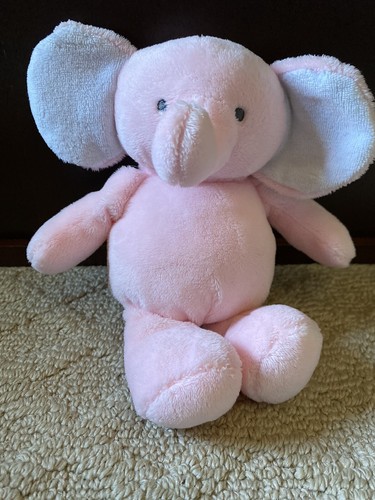 Pink Elephant Plush Rattle Crinkle Ears 
