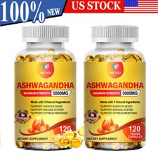 Organic Ashwagandha 5000mg Relief Stress Anxiety Boosts Immunity 240 Capsules