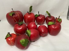 Apple Ornaments Artificial Faux Realistic Fruit Red Delicious Lot of 12