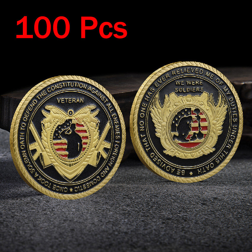 100 PCS Collection Decoration U.S. Gift Veteran Iron Coin Commemorative Gold