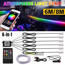 6-in-1 Rgb Led Interior Strip Light Car Ambient Atmosphere Lighting App Control 6-in-1 Rgb Led Interior Strip Light Car Ambient Atmosphere Lighting App Control