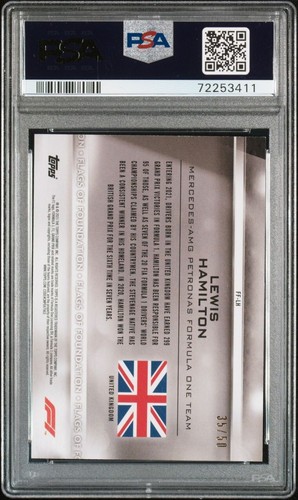2021 Topps Formula 1 LEWIS HAMILTON #FF-LH Flags of Foundation Gold /50 - PSA 9 - Picture 5 of 6
