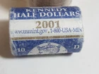 BU Uncirculated $10 Roll of 2001-D Kennedy Half Dollars - #10726-7