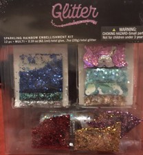 Glitter Sparkling Rainbow Embellishment Kit 12pc Multi Color New