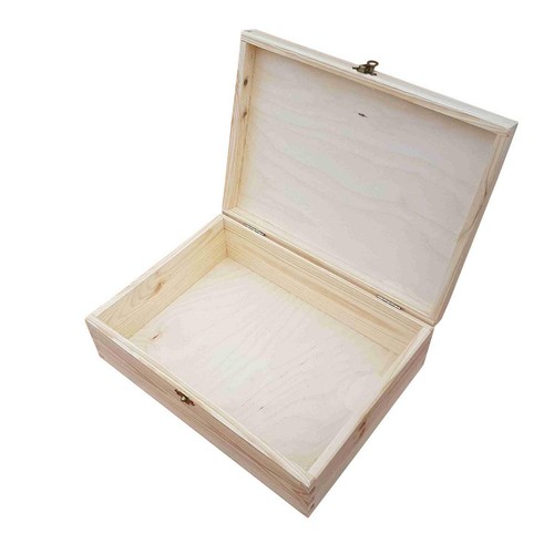 Wooden Box for Paper A4 Size, 10 cm High, Unpainted/ Decoupage, Lockable Latch - Picture 3 of 5