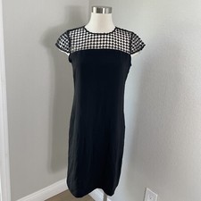 Calvin Klein Womens 4 Black Lace Accent Cap Sleeve Sheath Dress Knee Length