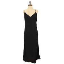 MADEWELL Layton Midi Slip Dress 12 Spaghetti Strap V-Neck Black NWT B70