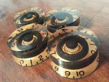 4 Guitar CTS Split shaft 24 spline Speed volume/tone knobs. Gold/Black JAT