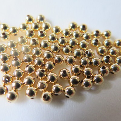 New Pure 18K Yellow Gold DIY Weave Bracelet Or Necklace 4mm Loose Bead