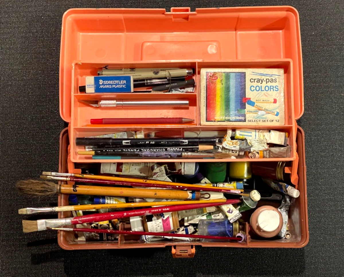 その他 Moo Vintage 80's/90's Plano Art Supply Storage Box Case with Art