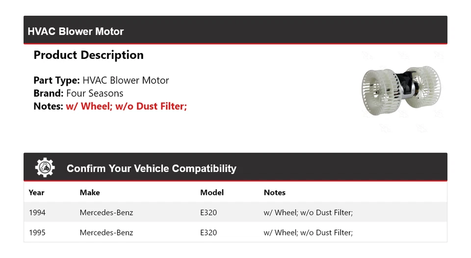Motor soplador de climatización para Mercedes-Benz E320 1994-1995 4 estaciones Foto 2 de 4
