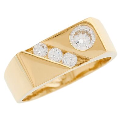 10k or 14k Yellow Gold Rectangle Mens Ring with Channel Set Round