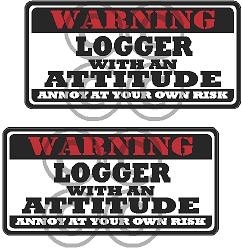 2 - 3'' Logger Worker Warning Tools Auto Motorcycle Decal Hard Hat Sticker WS1