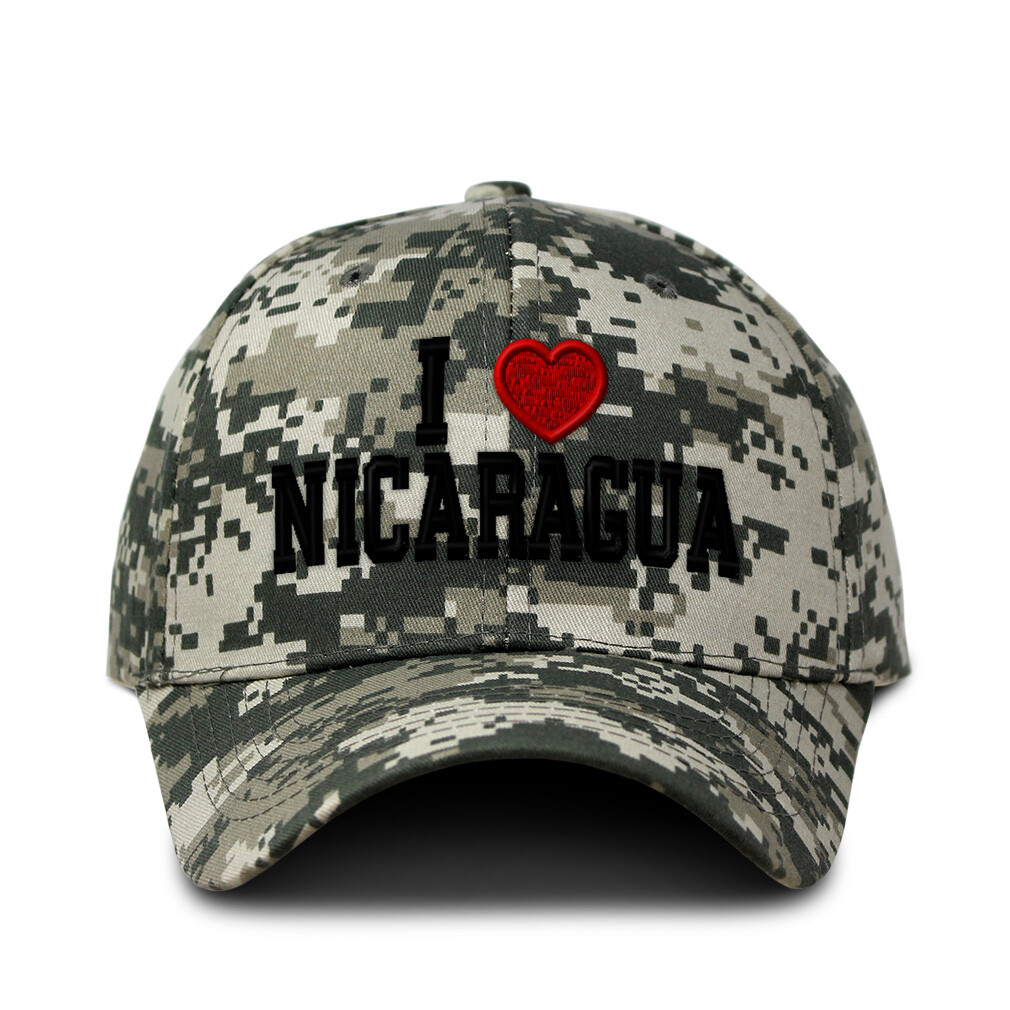 Camo Baseball Cap I Love Nicaragua Cotton Hunting Hat for Men & Women