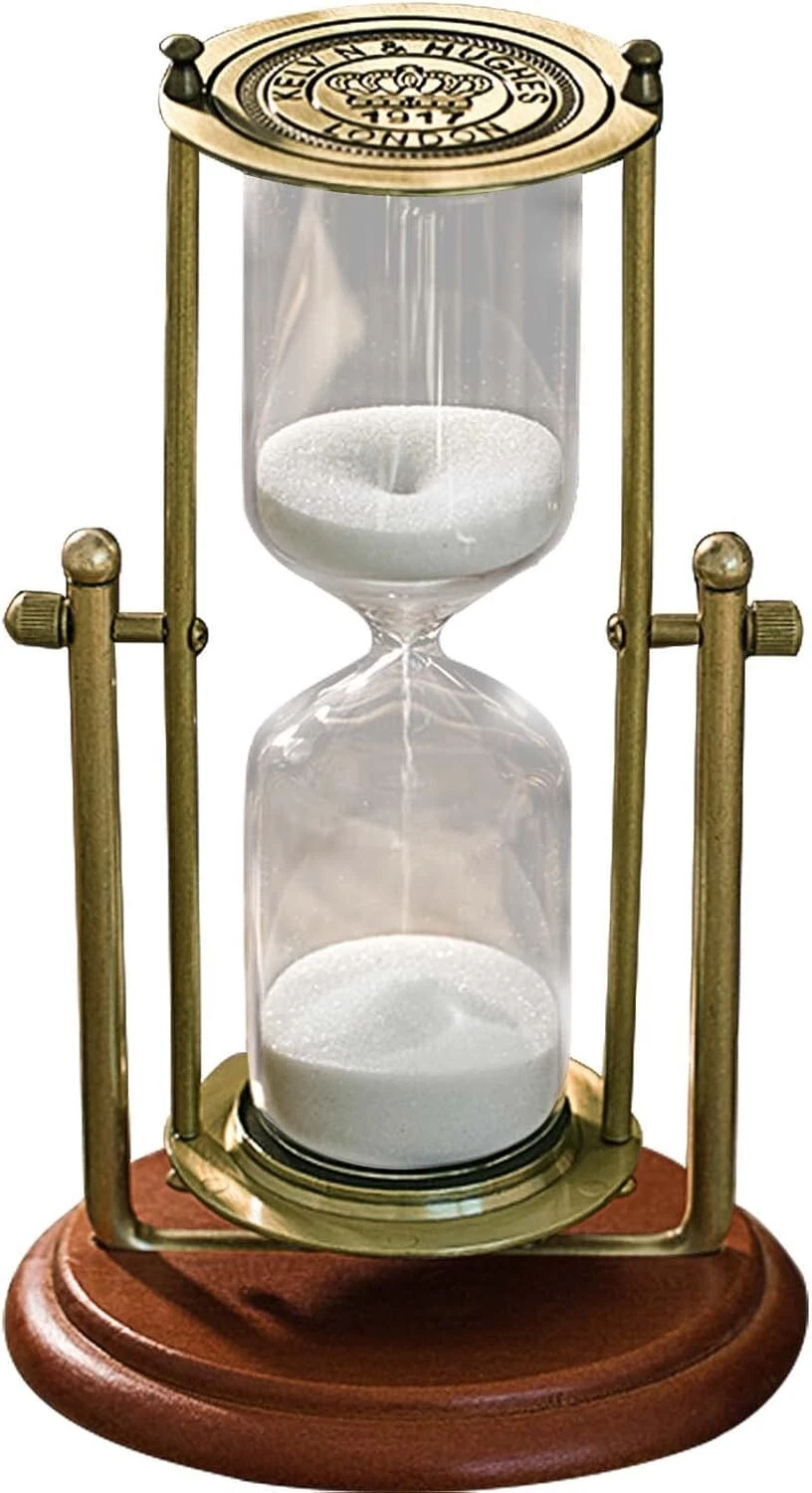 Vintage Hourglass Sand Timer Decor,360° Rotating 15 Min White Sand Visual Timer