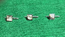 Set of 3 Vintage Ivory and Black Mother of Pearl SWANK Tuxedo Shirt Studs
