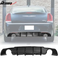 Fits 15-23 Chrysler 300 Gloss Black 4 Shark Fin Rear Bumper Lip Diffuser PP