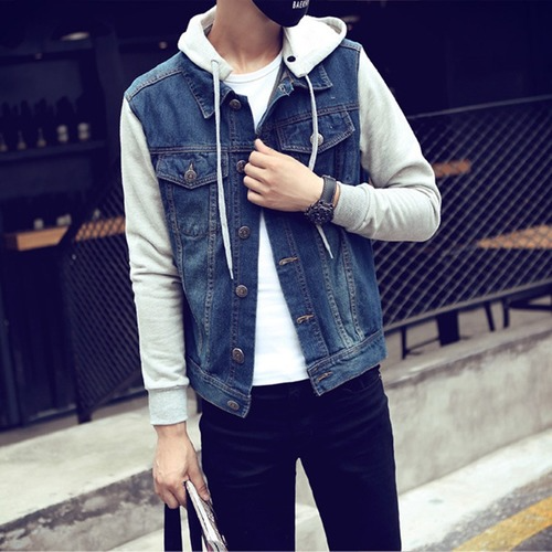 Men Hooded Denim Jacket Casual Hoodies Coat Casual Men Hooded Denim Jacket Casual Hoodies Coat Casual