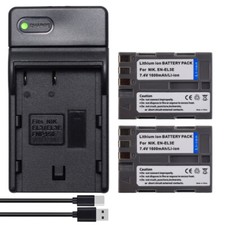 EN-EL3e Battery 2 Pack  LED Charger for Nikon D50 D70 D80 D90 D200 D300S D700