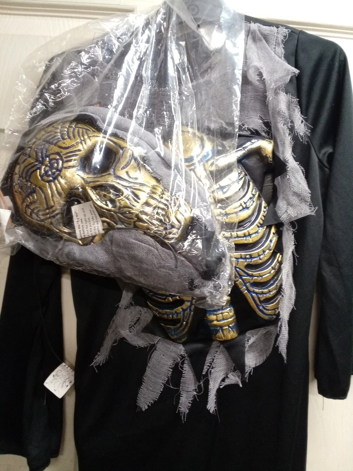 Light-Up Blue Glow Skeleton Reaper 男孩万圣节服装 - 8-10 中号  — 第 2/4 张图片