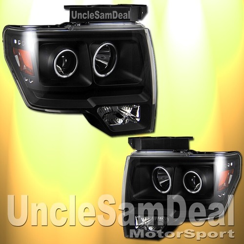 FOR FORD F150 DUAL X-BRIGHT LED HALO CLEAR PROJECTOR HEADLIGHT BLACK DIRECT PLUG - Bild 1 von 2