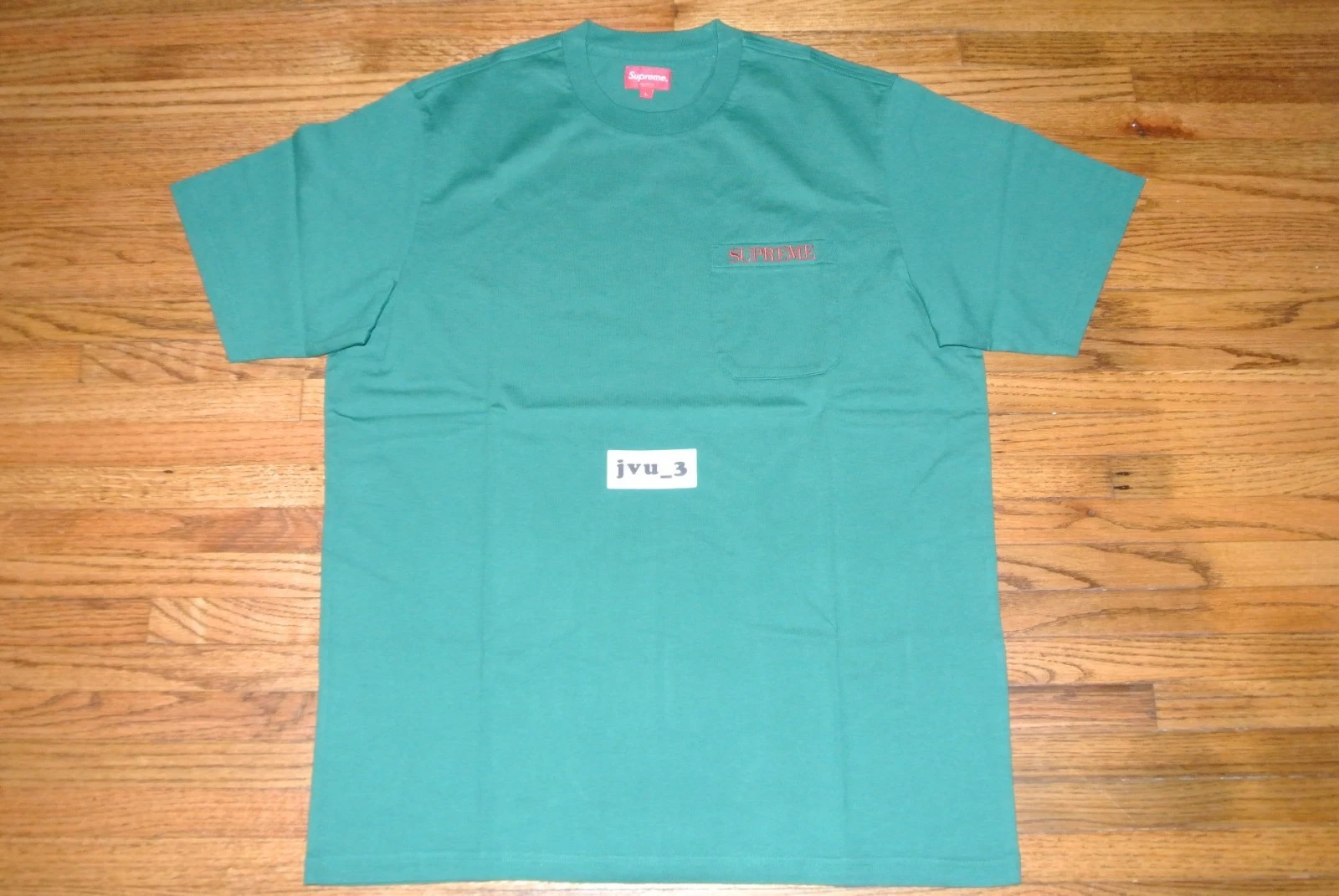 NEUF T SHIRT SUPREME FW18 BRODÉ POCHE VERT GRANDE boîte t shirt logo cdg louis