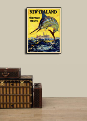 New Zealand Marlin Fishing 1920s Vintage Style Sport Fishing