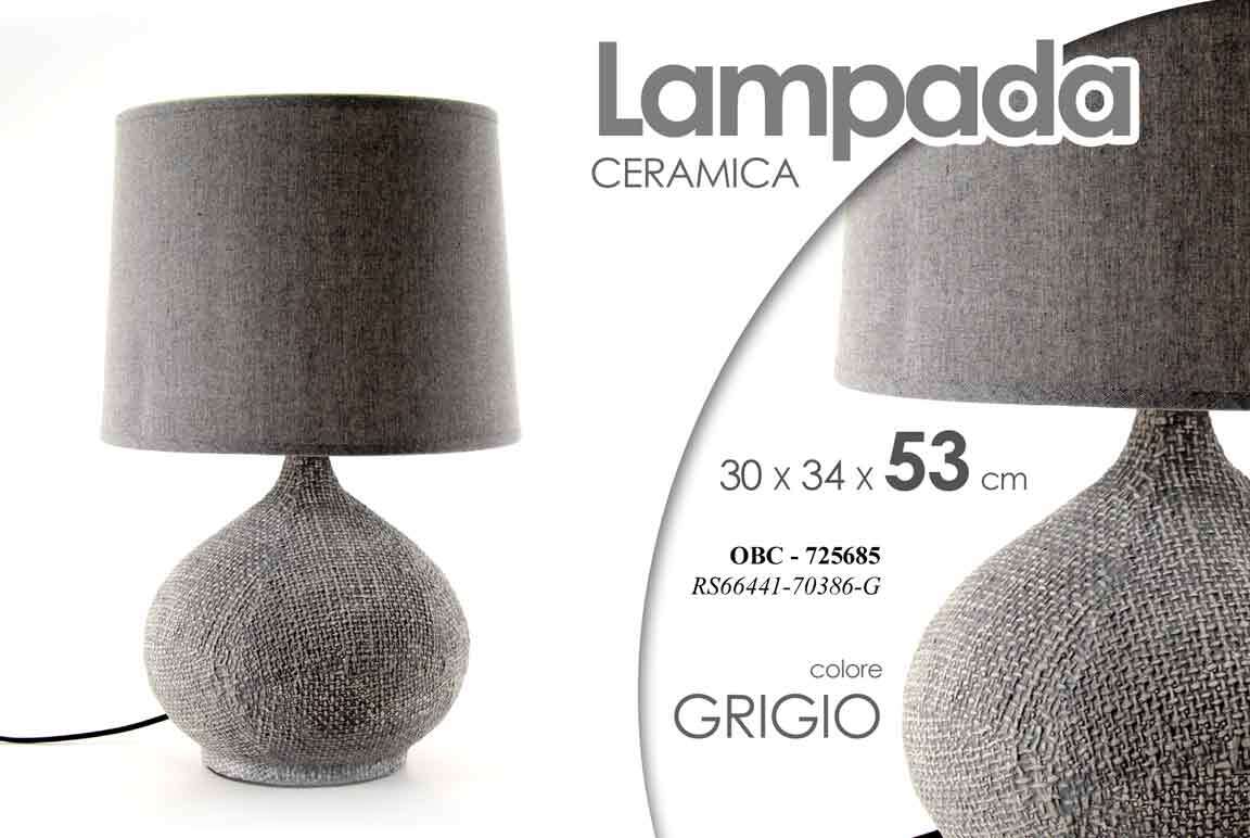 Abat-Jour Design Grigio Ceramica 53x30x34 cm | Lampada Tavolo Moderna