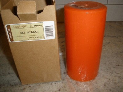 NEW Longaberger 3''x6'' Pillar Maple Pumpkin Orange Candle (GC1)