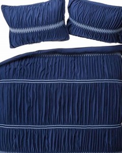 Twin Xl Navy Blue Sheared Ruched Comforter Sham Set 638888052882