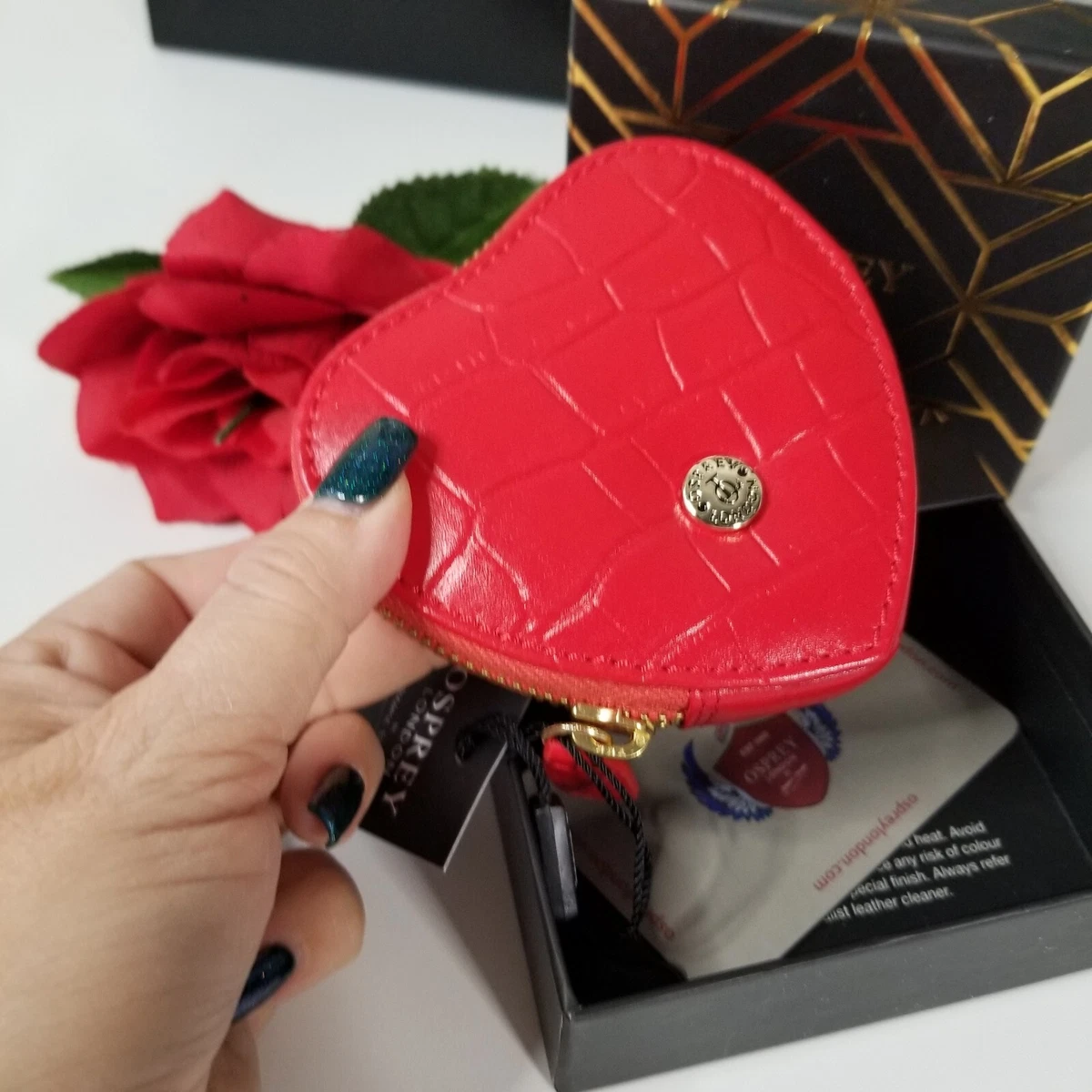 Red leather heart coin purse