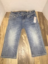 NWT Miss Me Girls capri Jean Shorts Girls size 14 Fleur de Lis