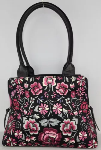 PINEDA COVALIN Silk Floral Purse Side Zip Accent Handbag Shoulder Bag Gorgeous *