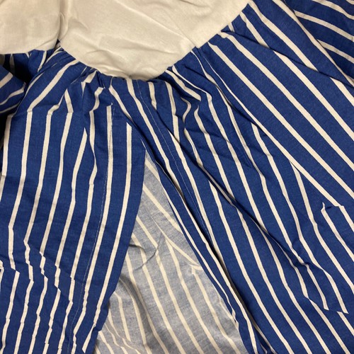 Lauren Ralph Lauren Queen Sized Bed Skirt Blue White Striped Split Corners - Picture 3 of 7