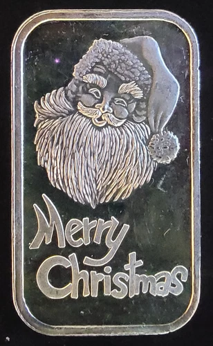 2000 Merry Christmas Bell Santa Claus Rare Bullion-999 Silver 1 Oz Ounce Art Bar