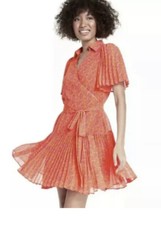 NEW Alexis for Target Orange Floral Pleated Wrap Dress XS
