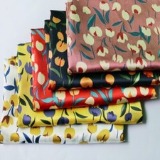 By Yard Soft Elegant Floral Satin Fabric Print Charmeuse Material For Scarf Diy