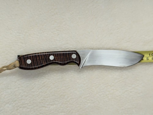 Gary Corum 1095 Steel 9.5" Drop Point Hunter Curly Maple Stocks & Leather Sheath - Picture 11 of 14