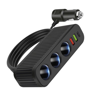 3-Socket Car Cigarette Lighter Splitter PD 3.1A+QC3.0+USB 3.1A Fast Charger