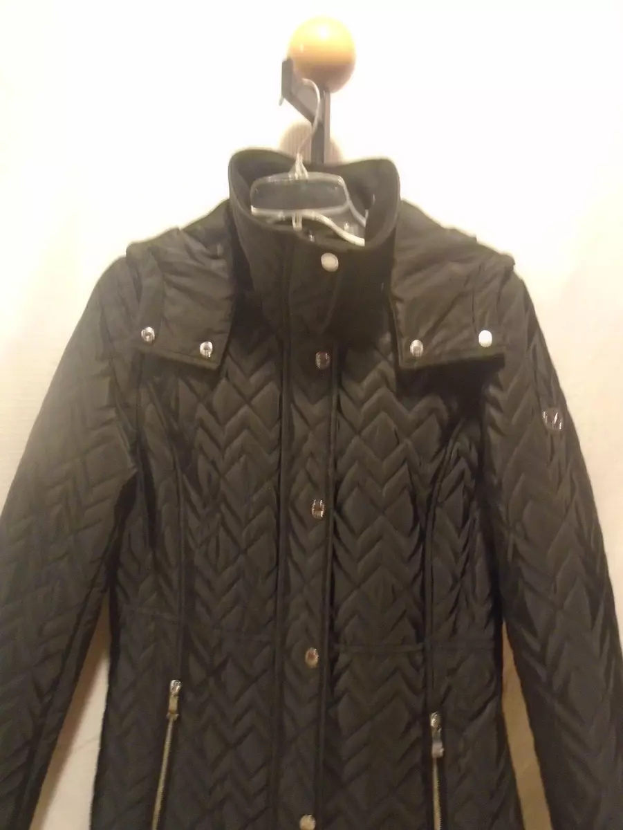 Calvin klein quilted clearance jacket with removable hood