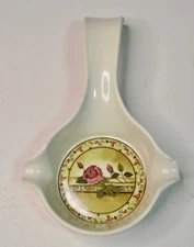 Vtg Range Kleen Rose 1/4 Cup Spoon Rest Plastic Melamine Farmhouse Cottagecore