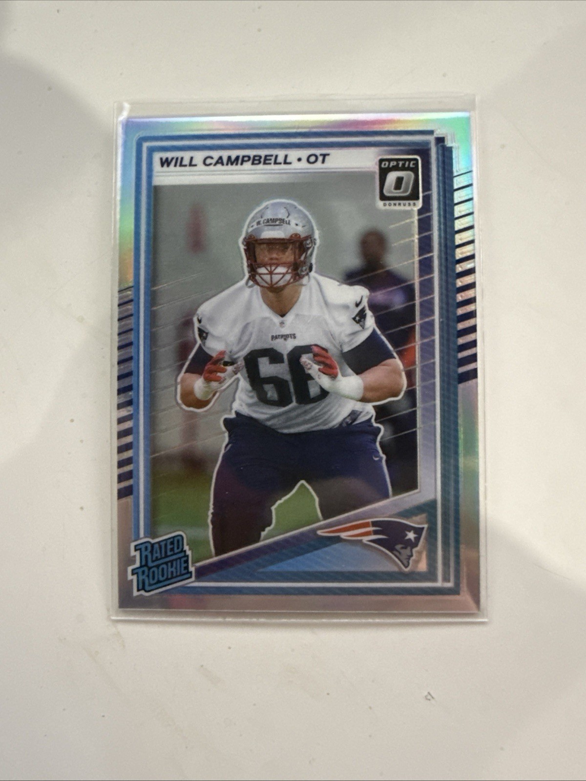 2025 DONRUSS #345 WILL CAMPBELL RATED ROOKIE Optic HOLO Preview PATS RC SP